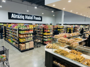 Halal grocery and bakery section at Alraziq Halal Foods Mississauga