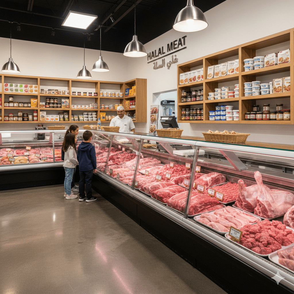 Fresh halal meat Mississauga including chicken, beef, goat, and lamb at Al Raziq Halal Foods.